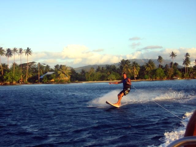 Russell, wake surfing in Taaha