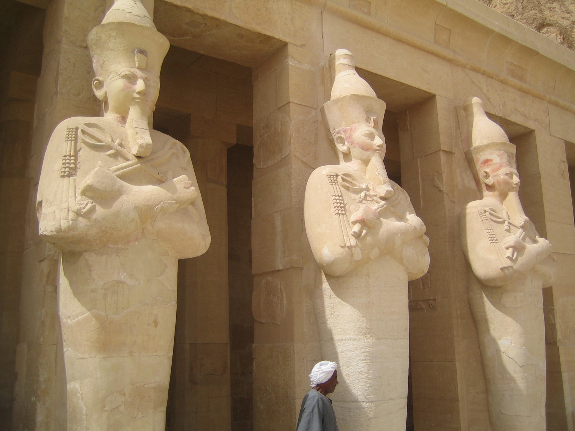 Statues of Hatshepsut at her temple, Egypt