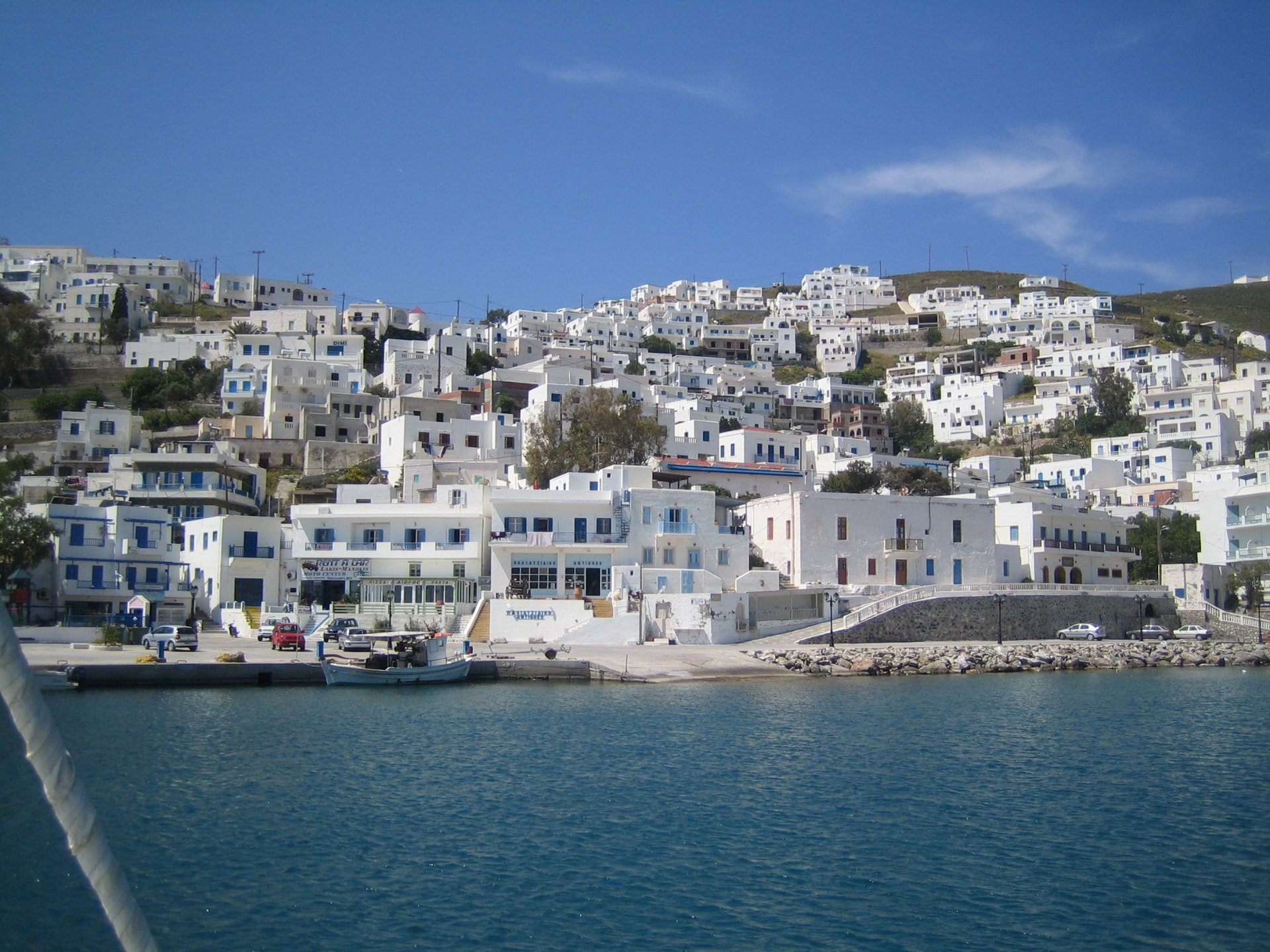 Approaching the whitewashed harbor town
