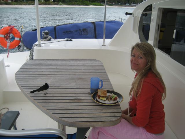 Kya - breakfast with bird friend