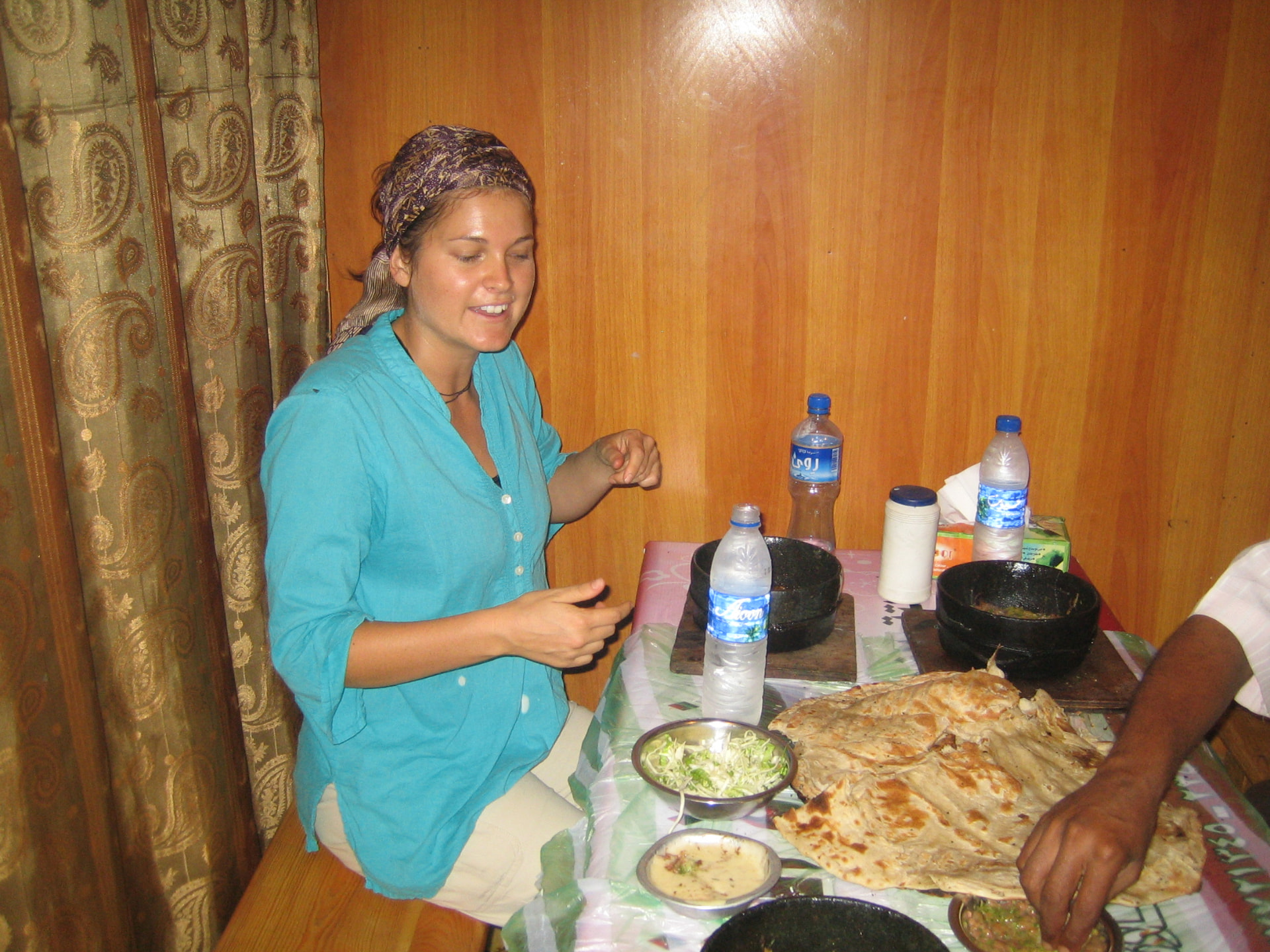 Amy enjoying a local meal in Aden