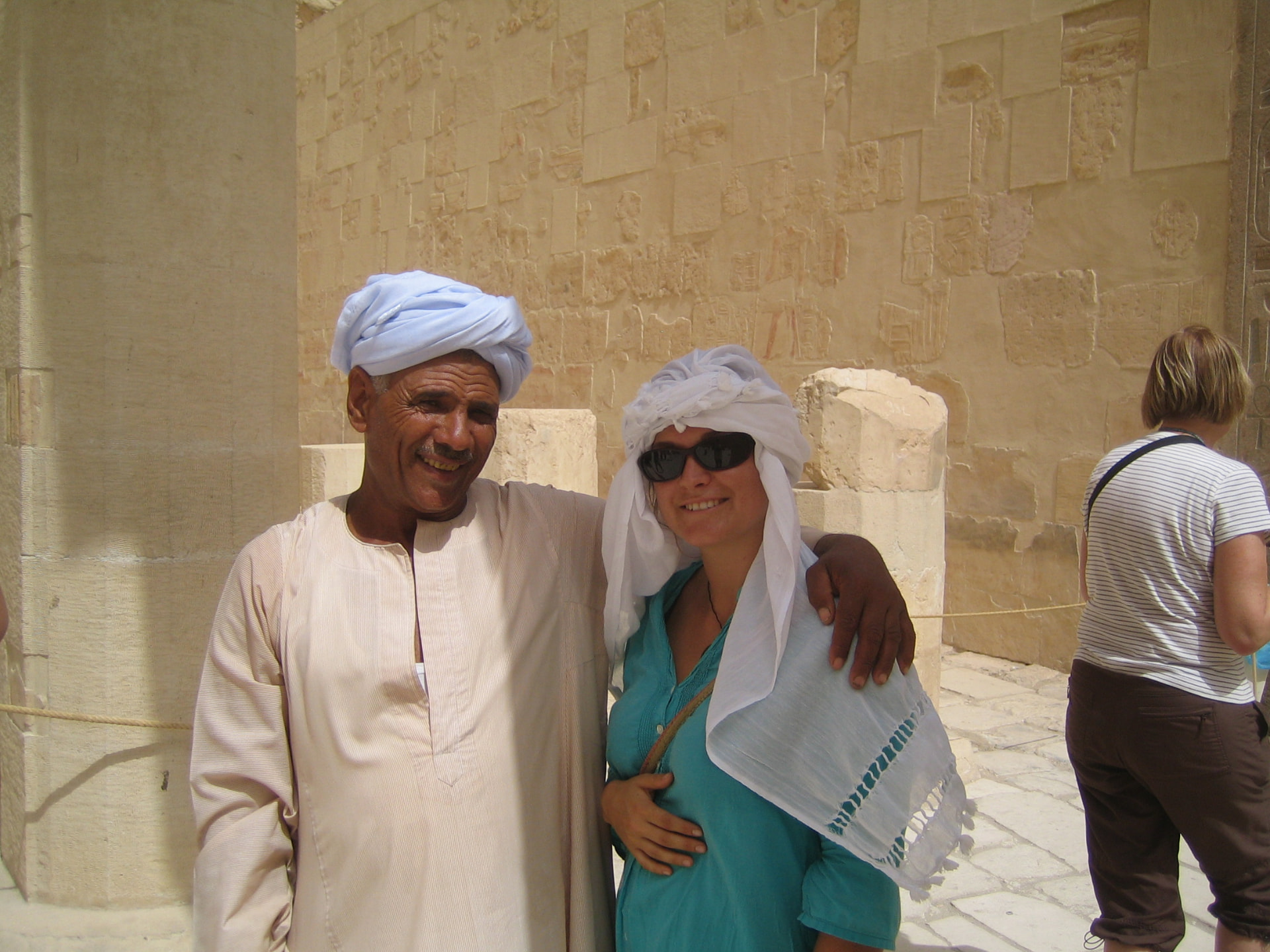 Amy with a temple guide, Egypt