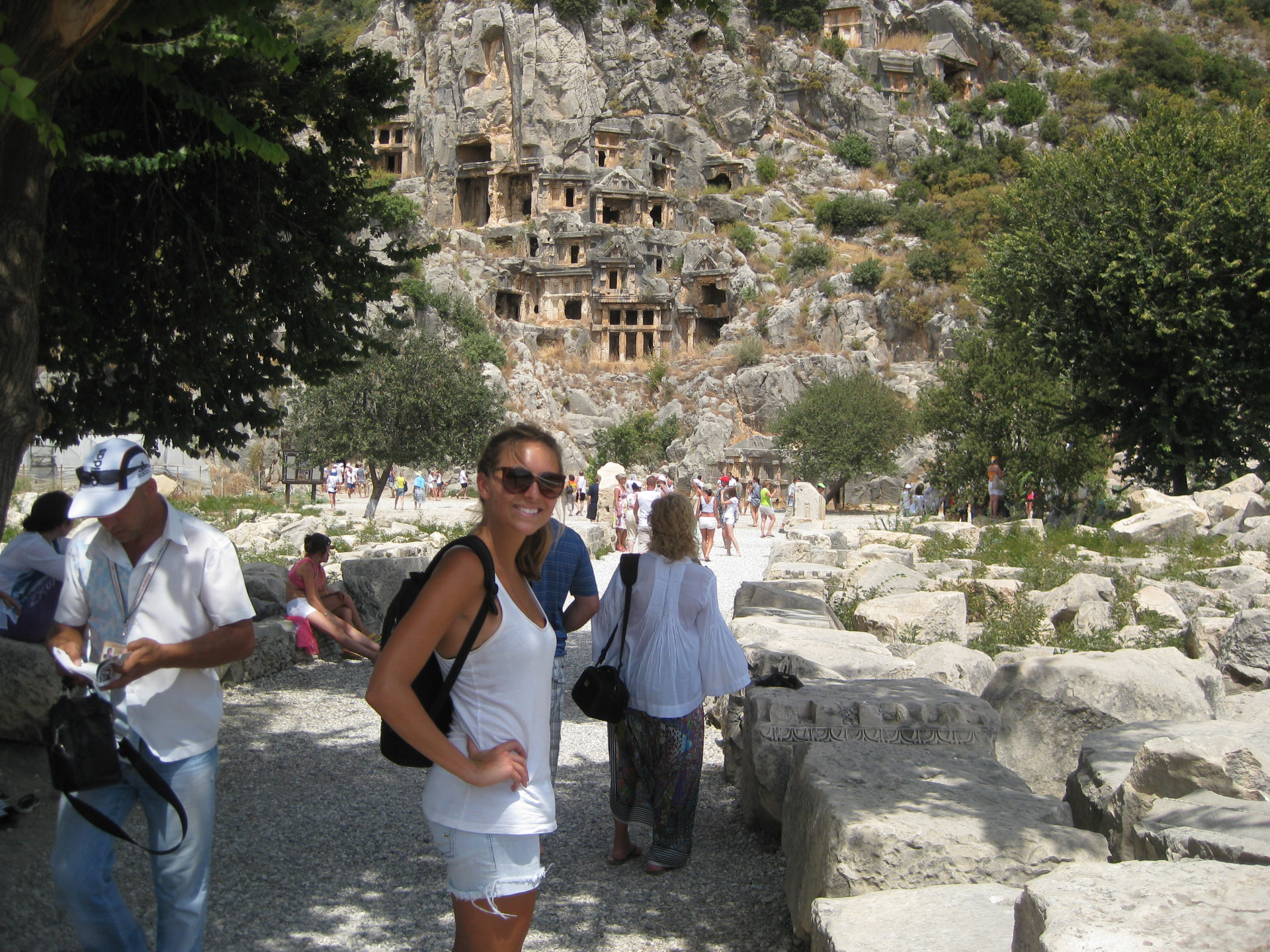 Kristi at the rock tombs of Myra, Turkey