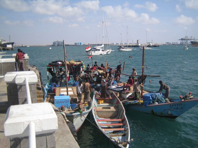 Local gathering of boats - Aden harbor