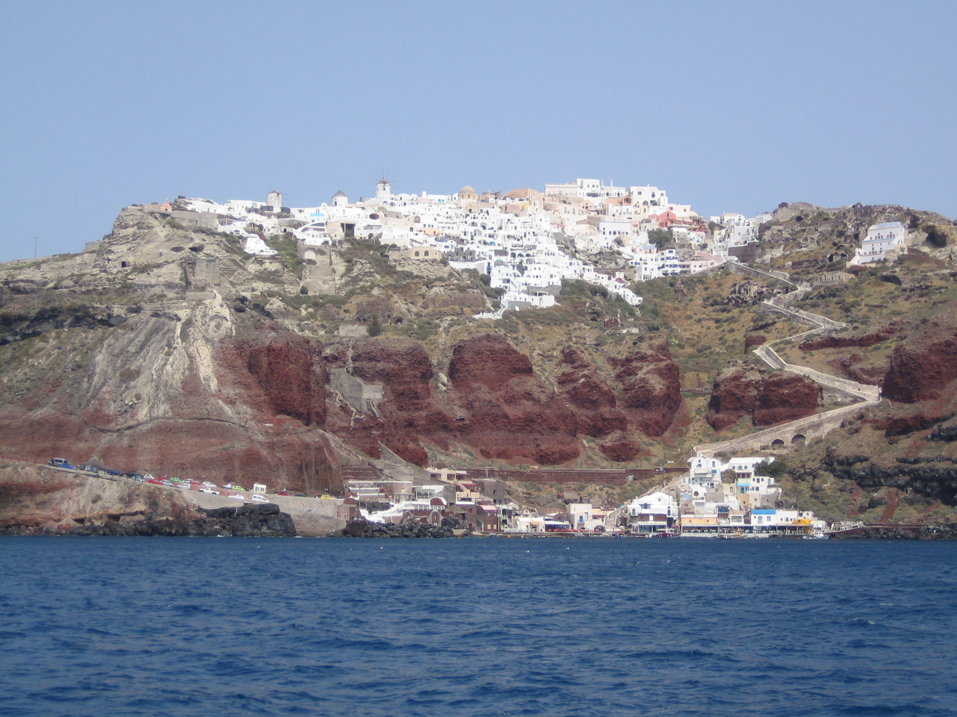 Sailing past Oia, Santorini