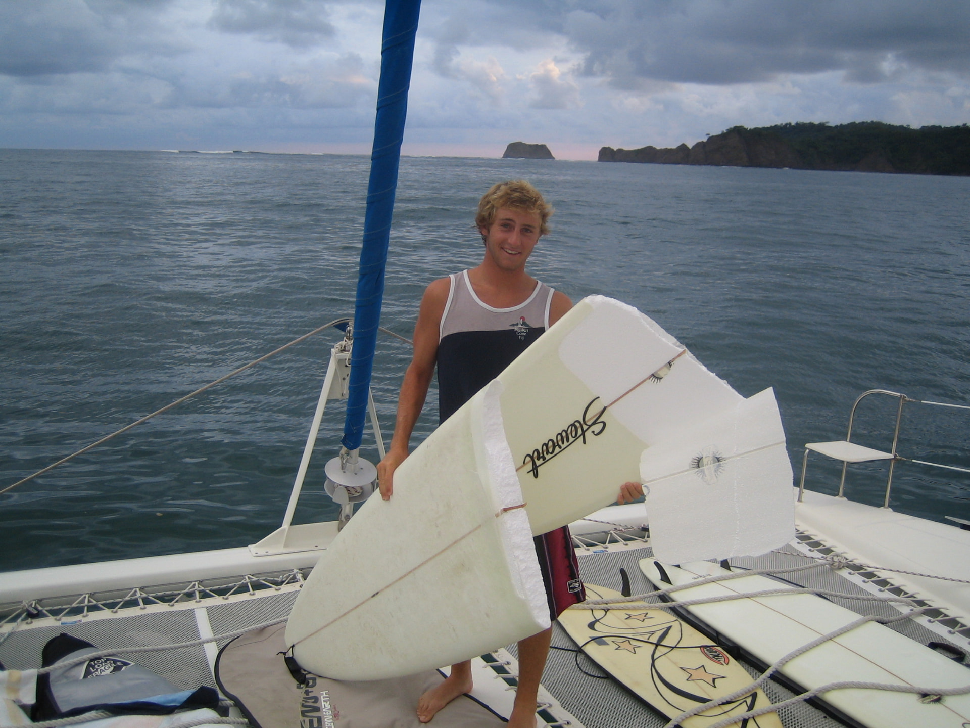 Surfboards on the bow, Costa Rica