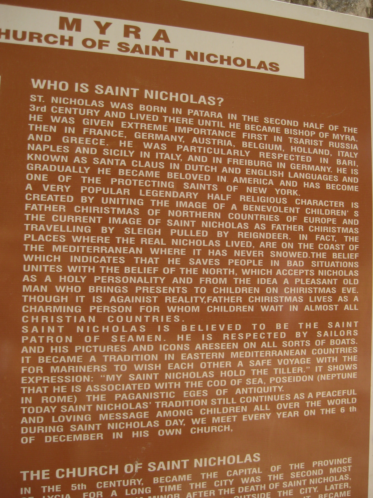 Saint Nicholas Church sign, Myra