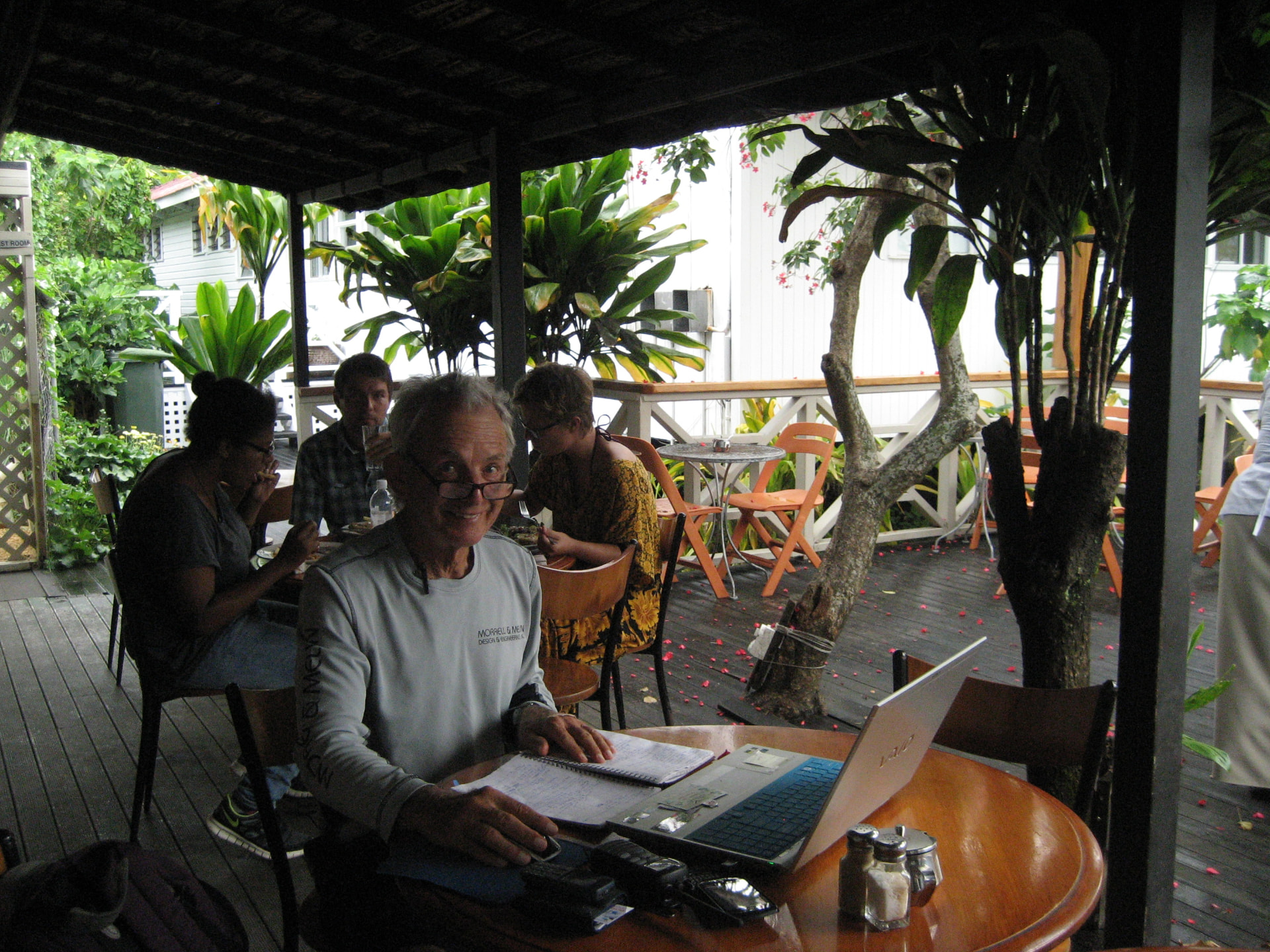 Jerry grabs a little internet time before setting sail - Tonga to New Zealand
