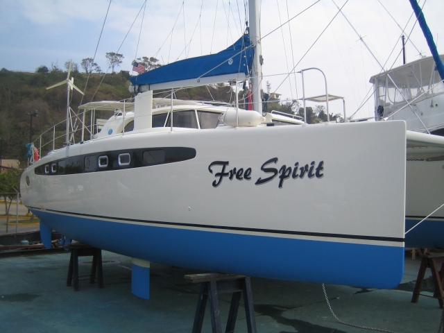 Free Spirit in Panama — new bottom paint